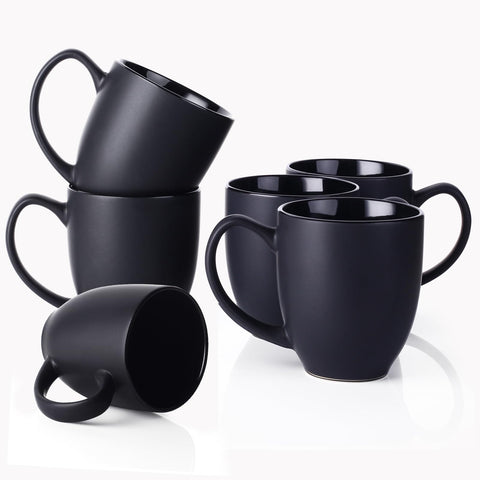 DOWAN black mugs front packaging showing set of six, elegant durable gift