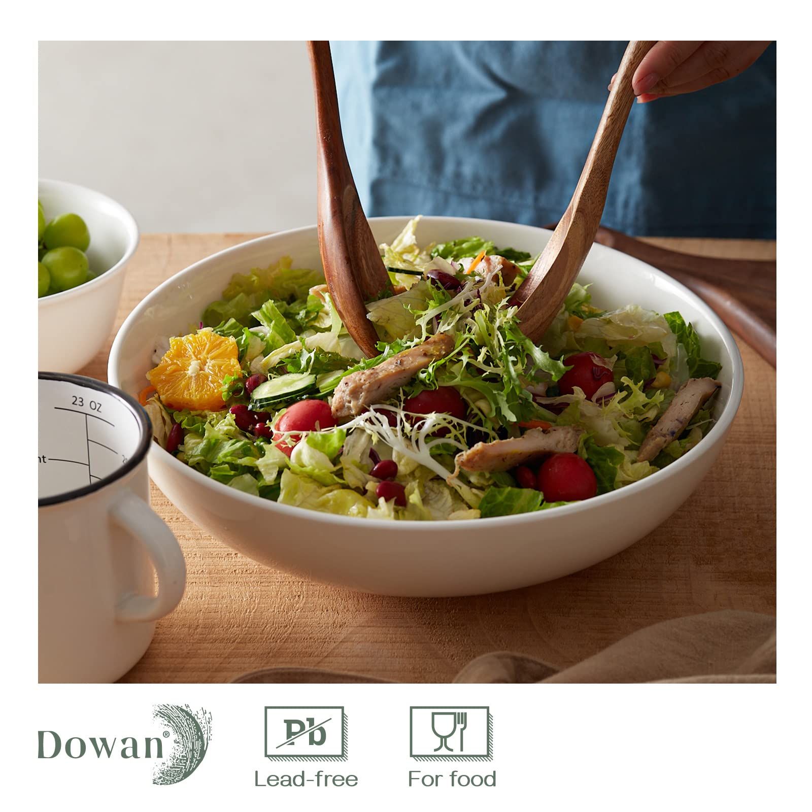 DOWAN bowl in use with tossed salad showcasing generous capacity