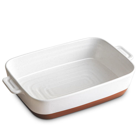 DOWAN front view of casserole dish showing elegant speckled finish and full capacity benefit