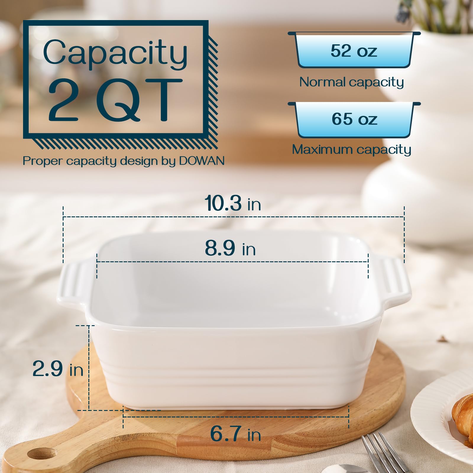 DOWAN handle closeup with anti‑slip lines for safer oven to table transfer