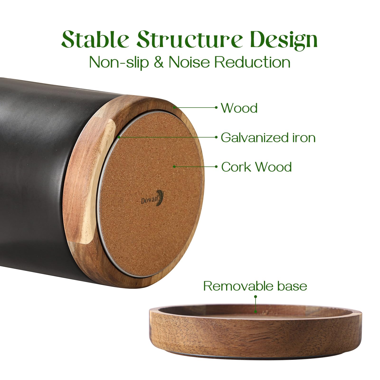 DOWAN cork bottom detail protecting countertop from scratches and reducing noise