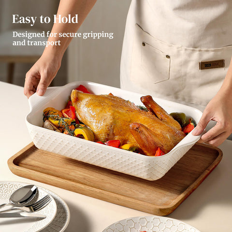 DOWAN lasagna baking in dish inside oven showing even heating and generous capacity