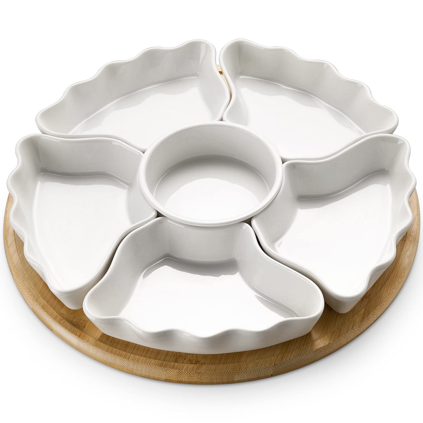DOWAN front view of full seven-piece set, easy serving