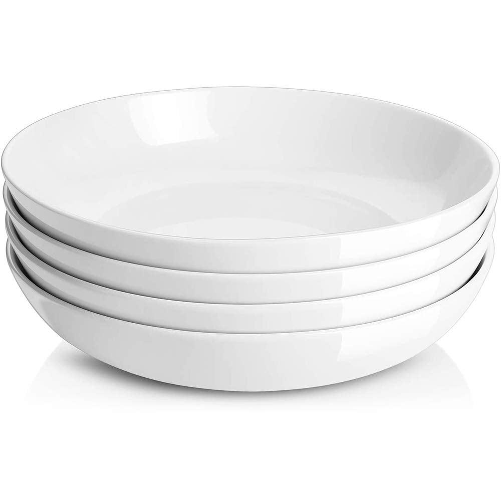 DOWAN front view of four bowls showing clean white finish and generous capacity