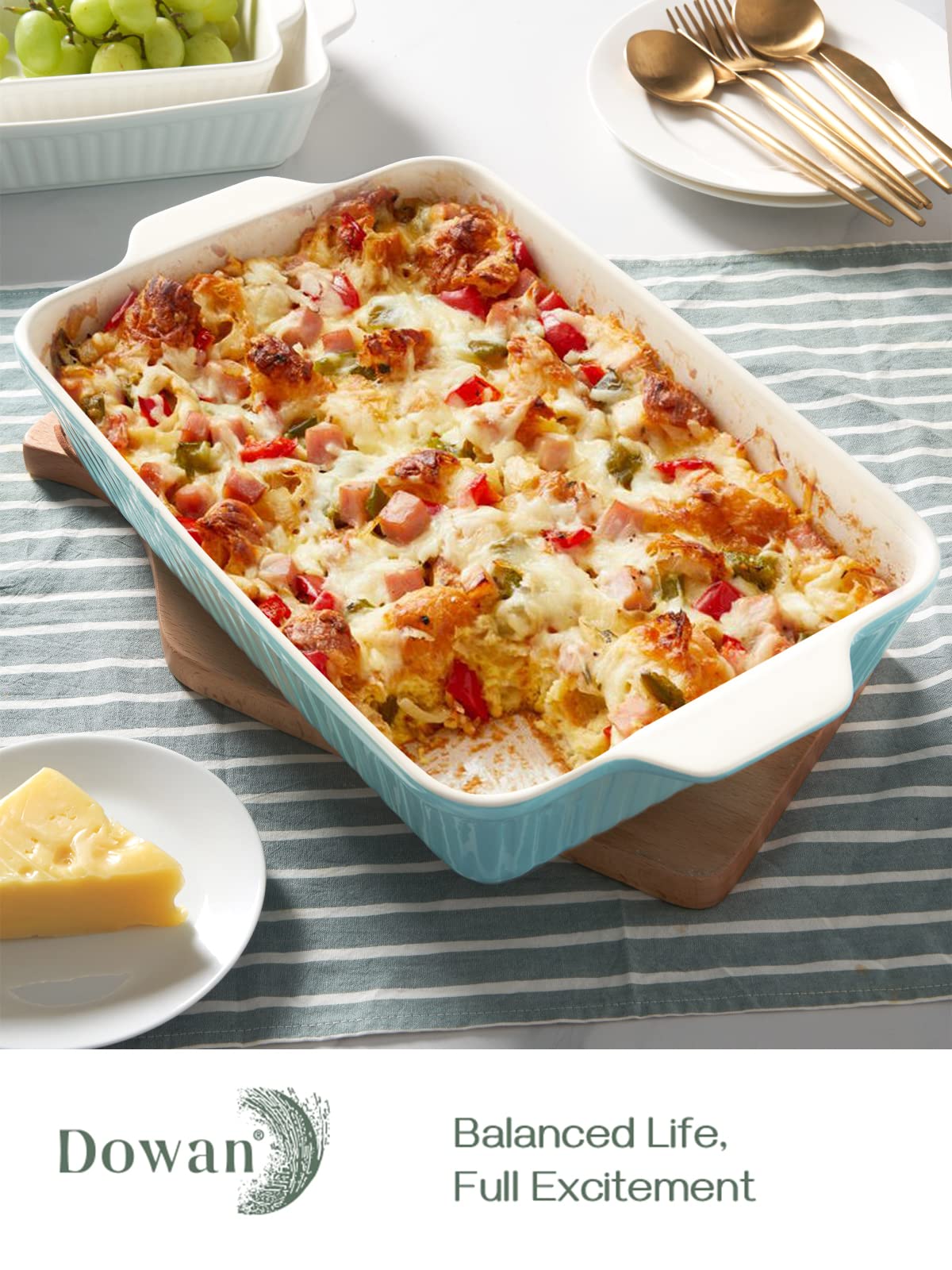 DOWAN baking dish in oven with lasagna showing oven-safe performance and even browning