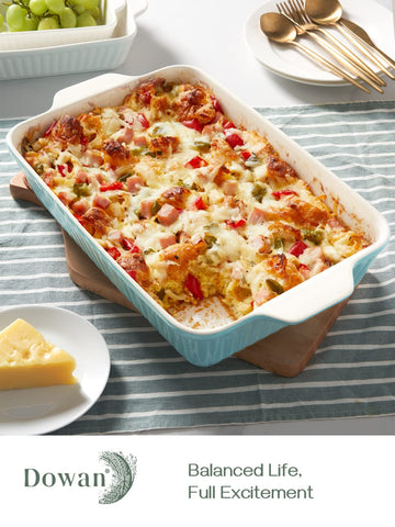 DOWAN baking dish in oven with lasagna showing oven-safe performance and even browning