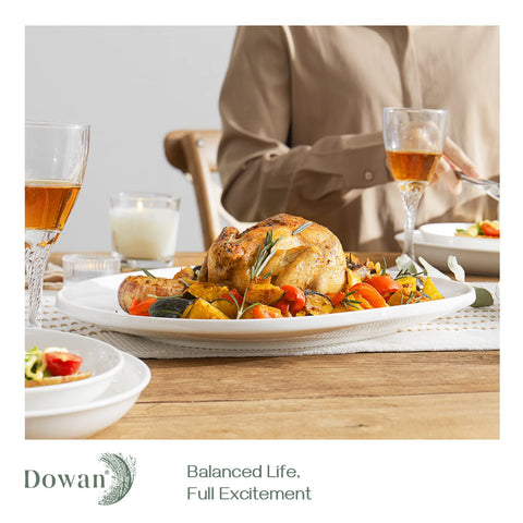 DOWAN close-up of large platter edge showing thick rim for secure carrying benefit