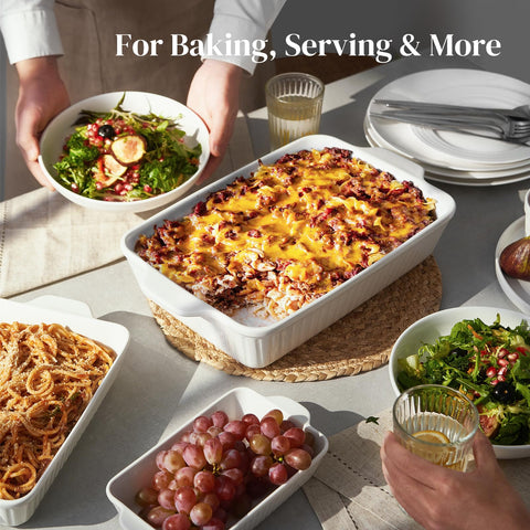DOWAN bakeware on dining table served, presents elegantly