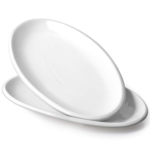 DOWAN 14-inch oval platter front view showing clean white presentation and versatility