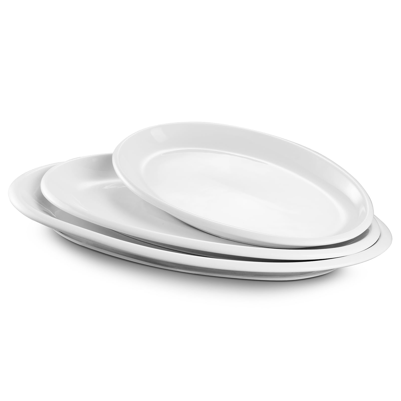 DOWAN oval platter front view showing clean white finish and elegant look