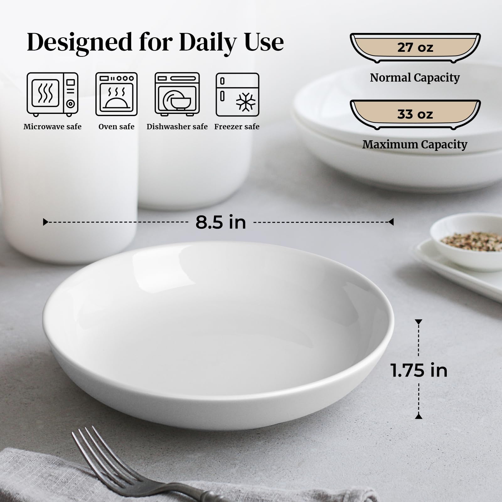 DOWAN overhead shot of pasta served in bowl highlighting food presentation and generous surface area