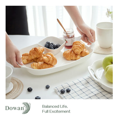 DOWAN platter holding appetizers to show capacity and easy serving benefit