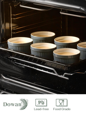 DOWAN stacked ramekins demonstrating compact storage and secure nesting benefit