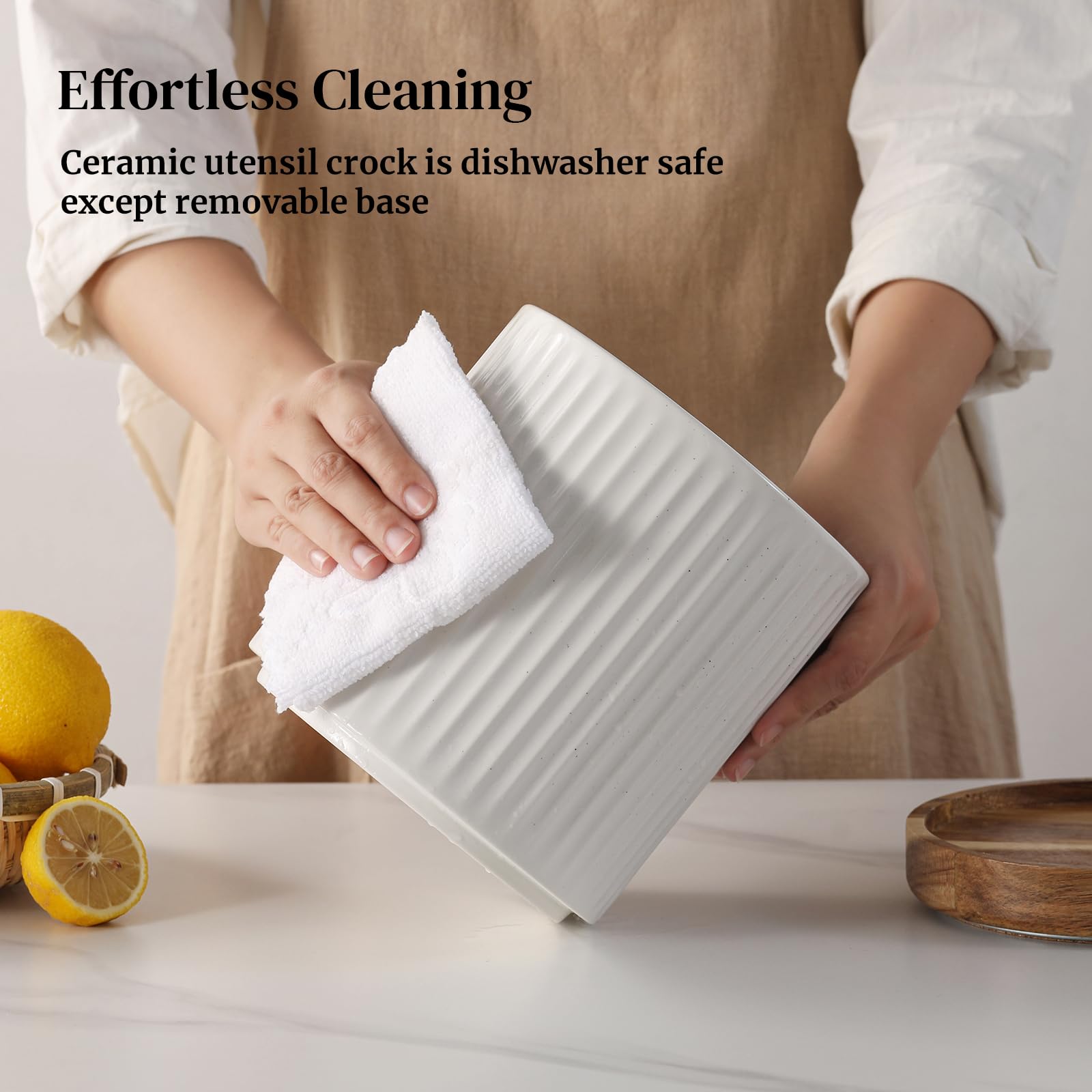 DOWAN utensil holder spinning on countertop demonstrating smooth quiet rotation
