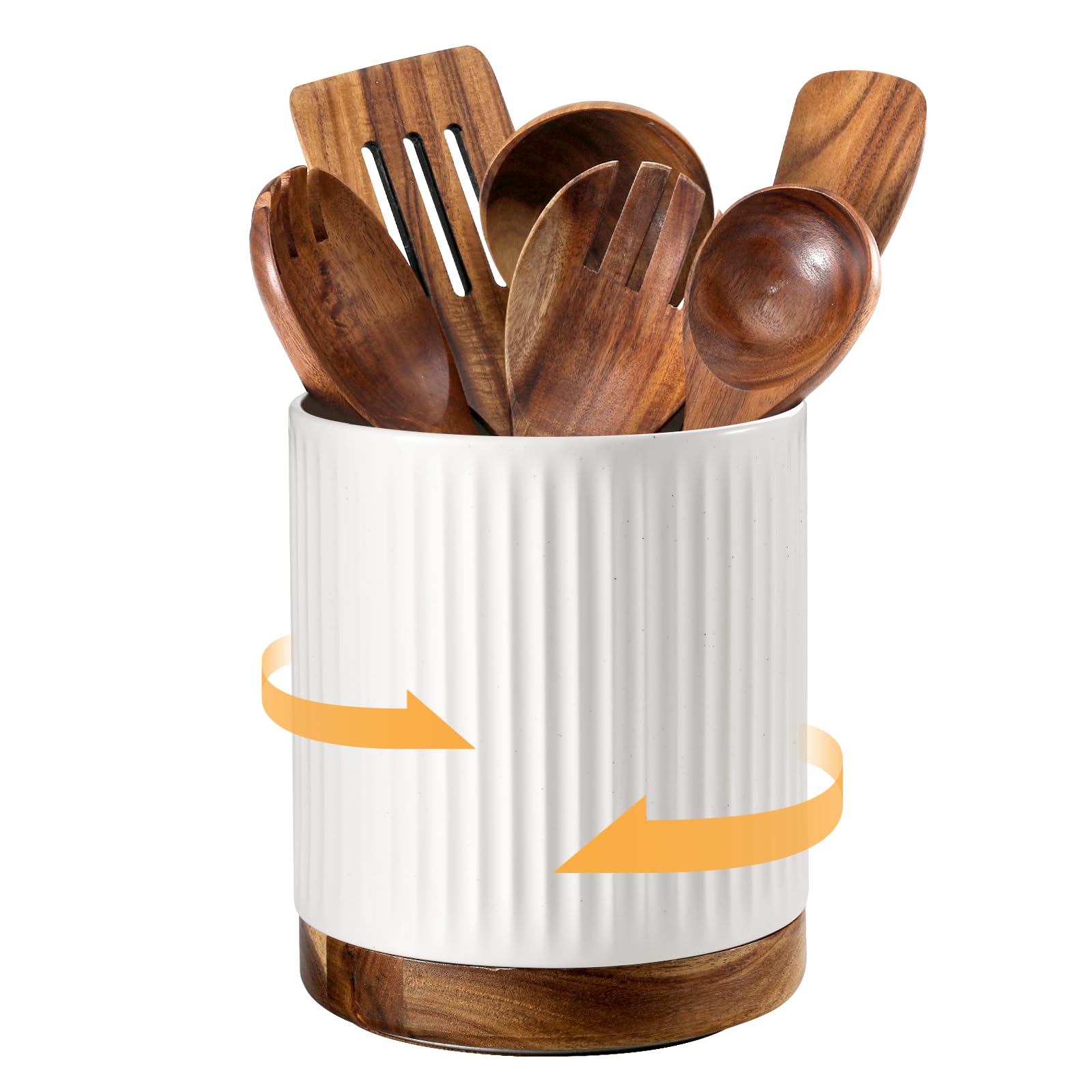DOWAN front view of rotating utensil holder showing organized tools and quick access