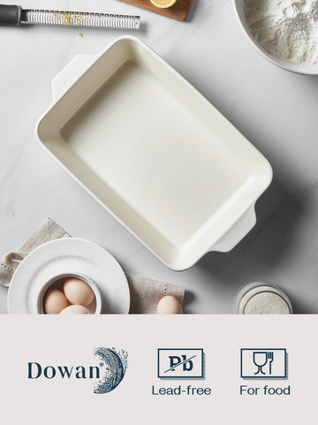 DOWAN served on dining table with casserole showing stylish oven-to-table presentation