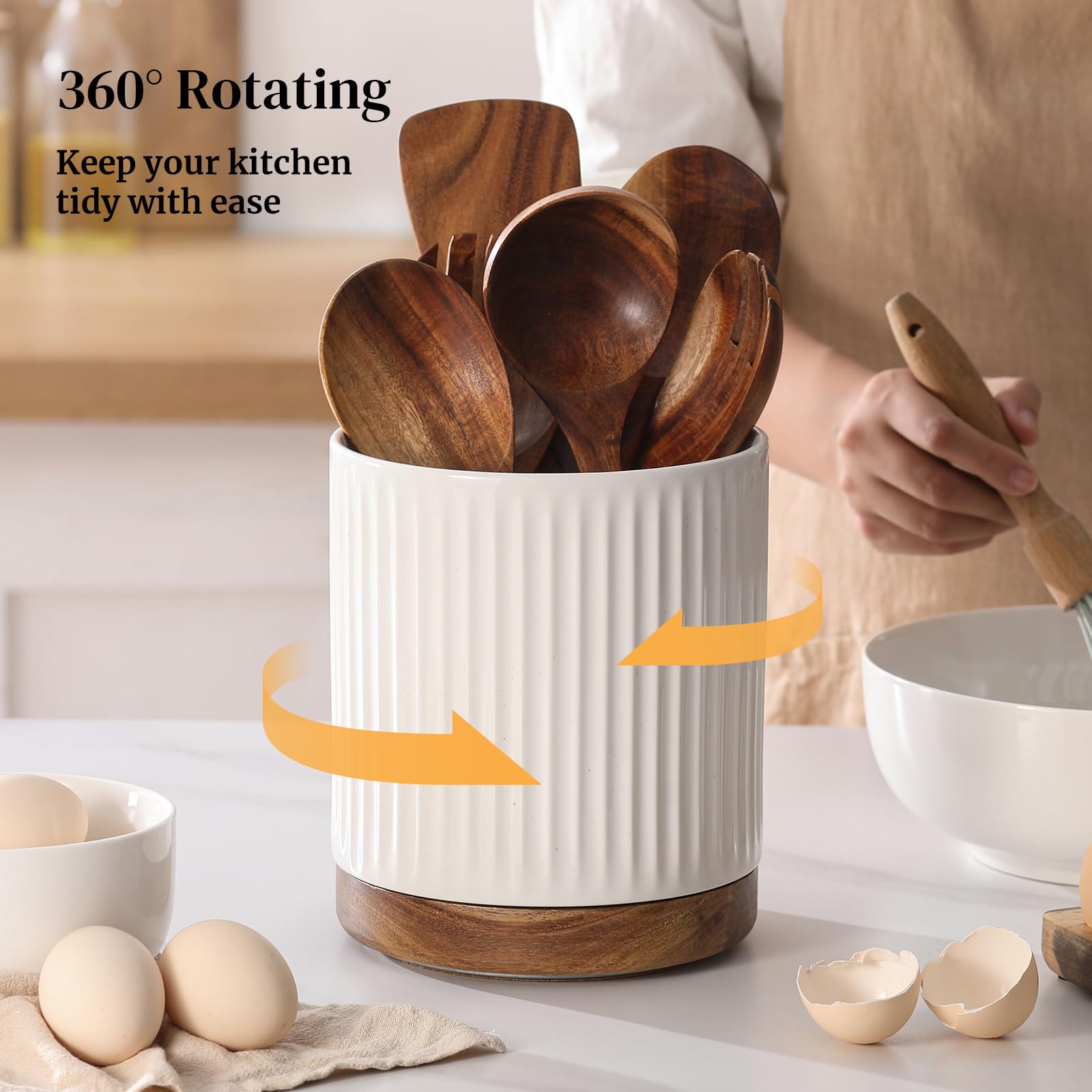 DOWAN top view showing multiple spatulas and spoons easily reachable and sorted