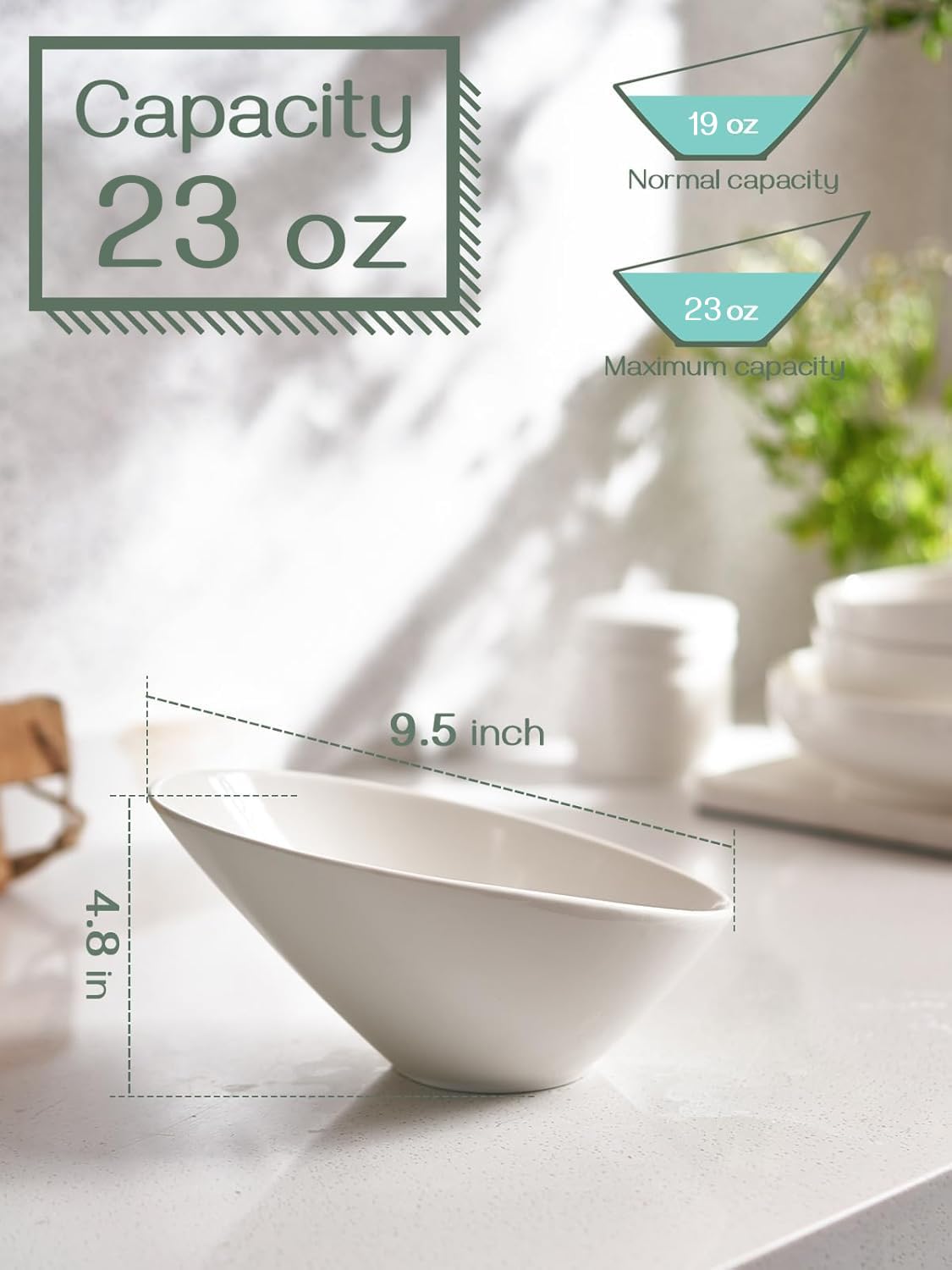 DOWAN bowl held in hand showing 23 oz size and portion clarity