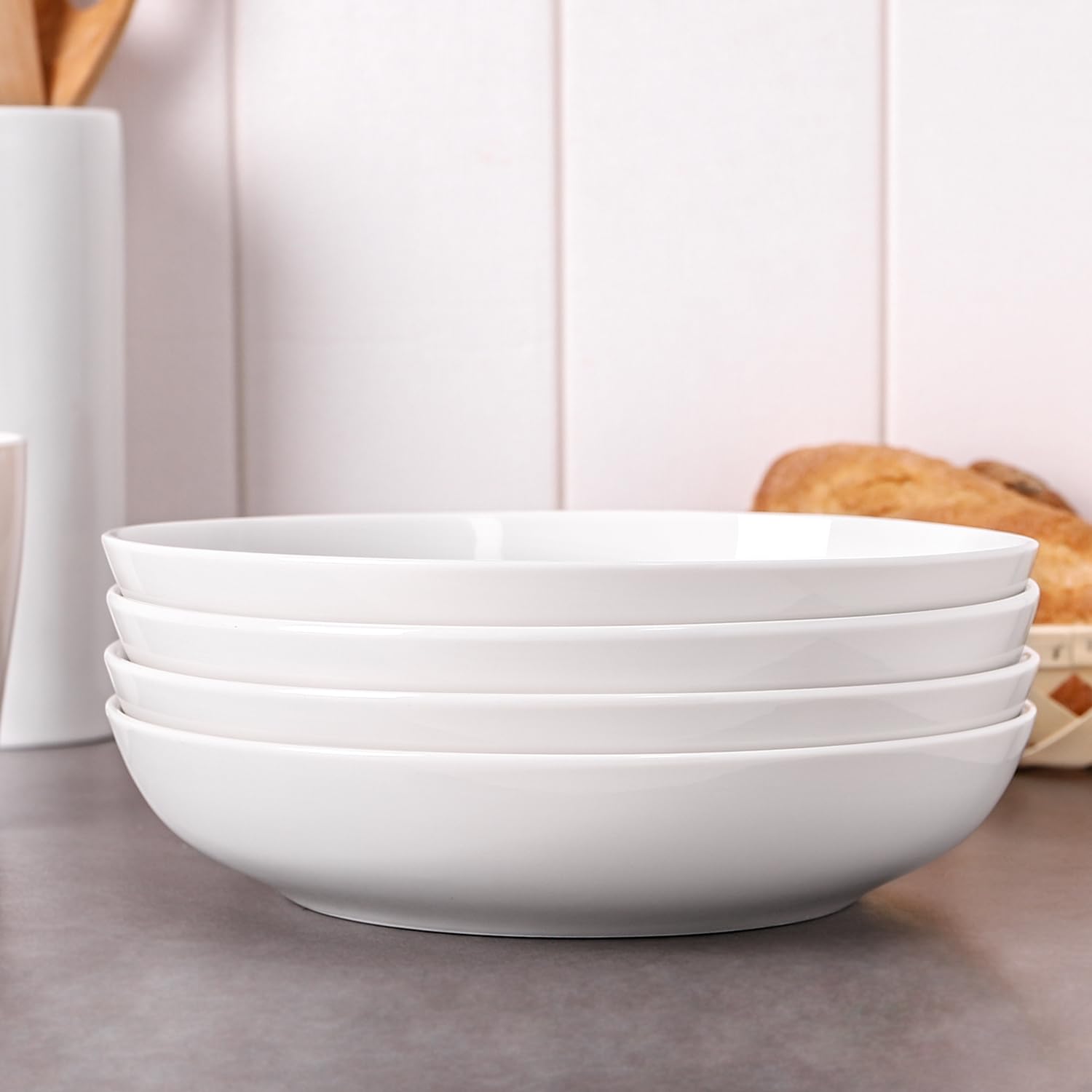DOWAN bowl beside hand to show 9.75 inch scale and serving size