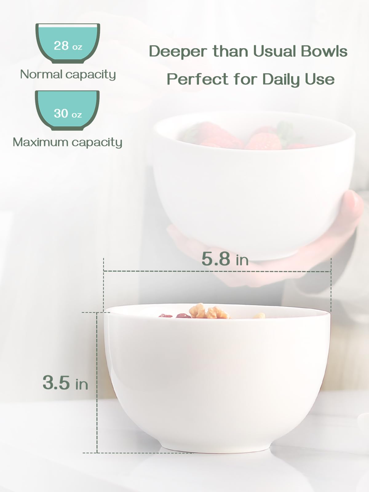 DOWAN bowl size comparison with spoon illustrating real-size scale