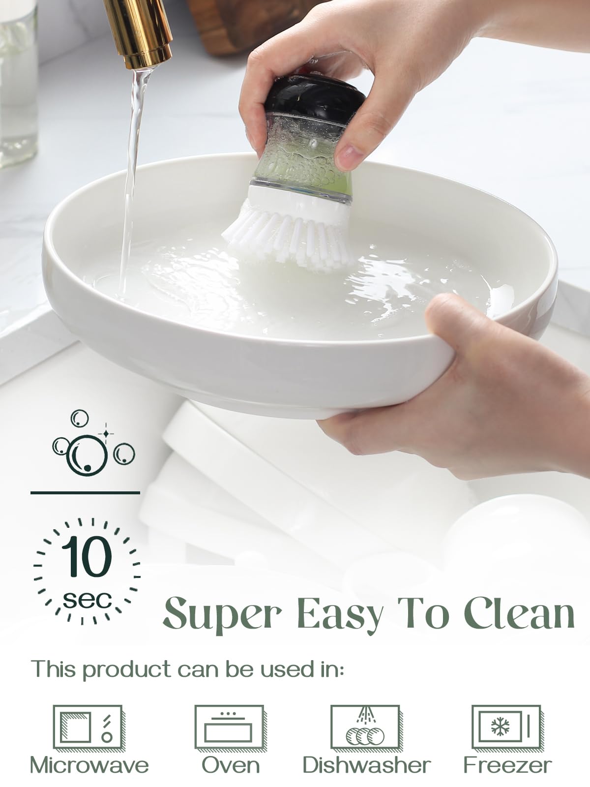 DOWAN stacked bowls illustrating easy storage and lightweight handling