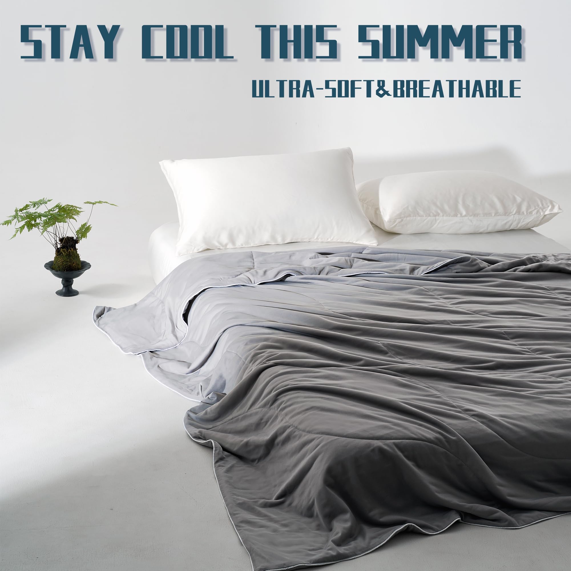 DOWNCOOL nighttime bedroom scene showing cooler sleep environment benefit