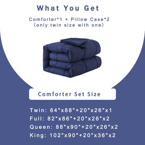 DOWNCOOL comforter styled on full bed in bedroom scene conveying cozy, modern ambience