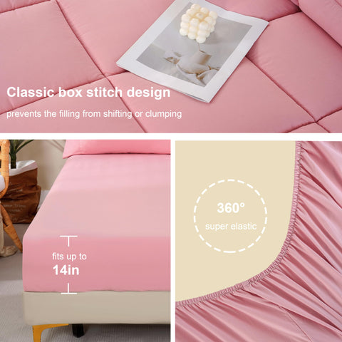 DOWNCOOL fitted sheet corner showing 14-inch pocket depth for secure fit