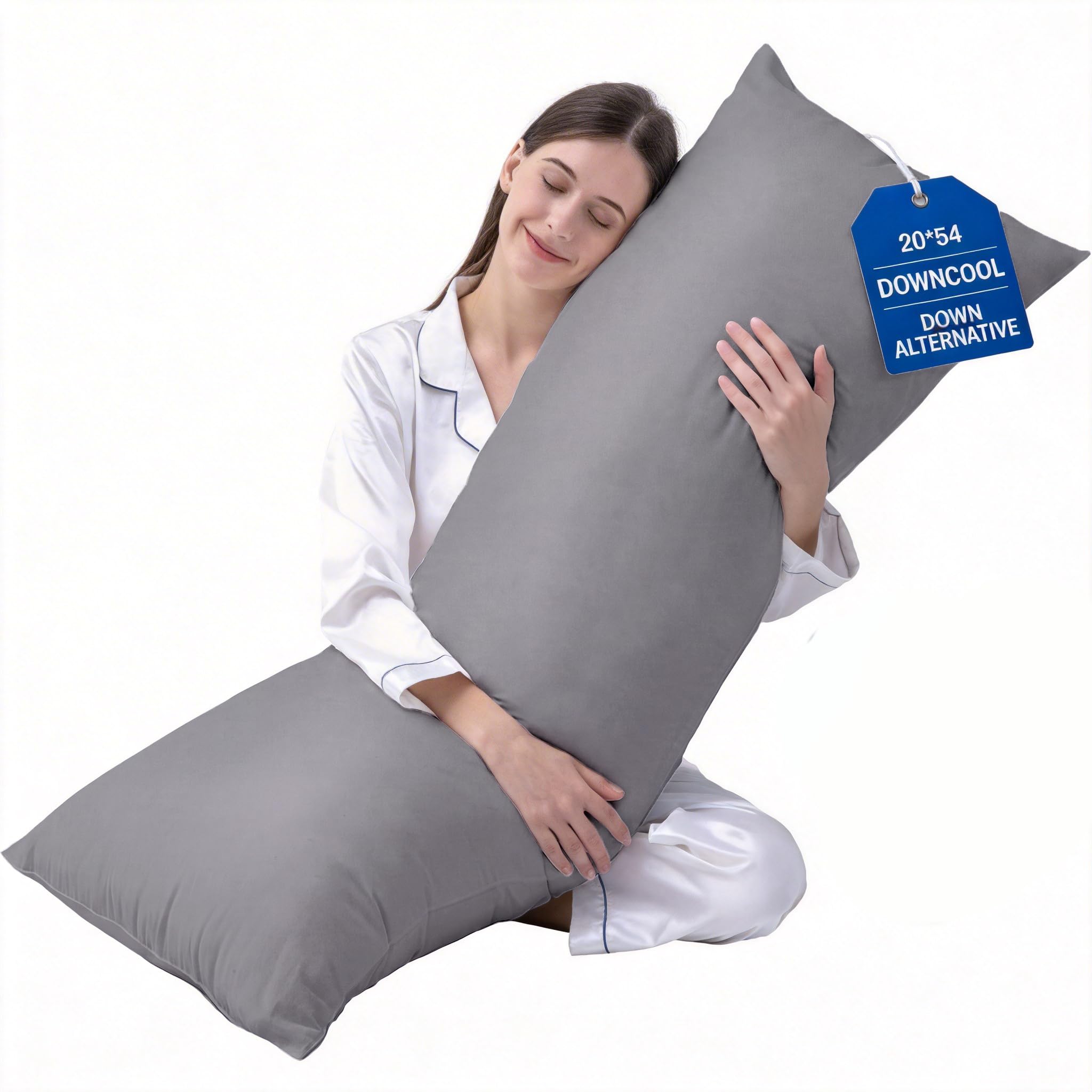 DOWNCOOL front view of large body pillow insert showing full length and shape for support