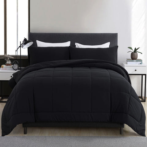 DOWNCOOL front view of full-size comforter showing clean black finish and fit