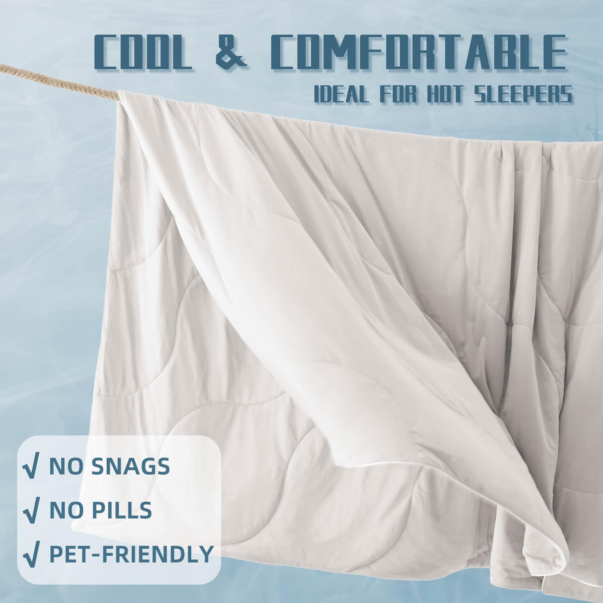 DOWNCOOL product label and OEKO-TEX tag showing safety and certified fabric benefits