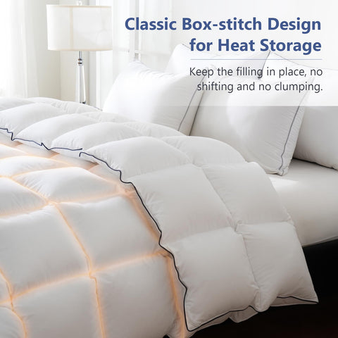 DOWNCOOL piped edge and double stitching for durable seams and leak protection