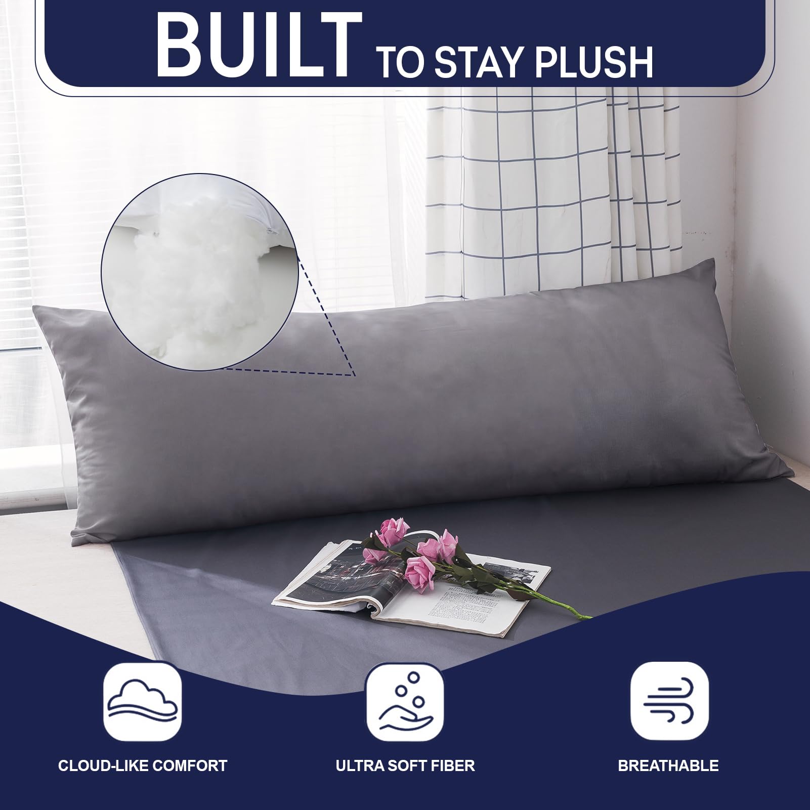 DOWNCOOL profile shot with ruler showing 20 x 54 inch length for full-body support