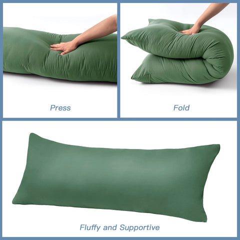 DOWNCOOL body pillow used on sofa for back support showing improved seated comfort