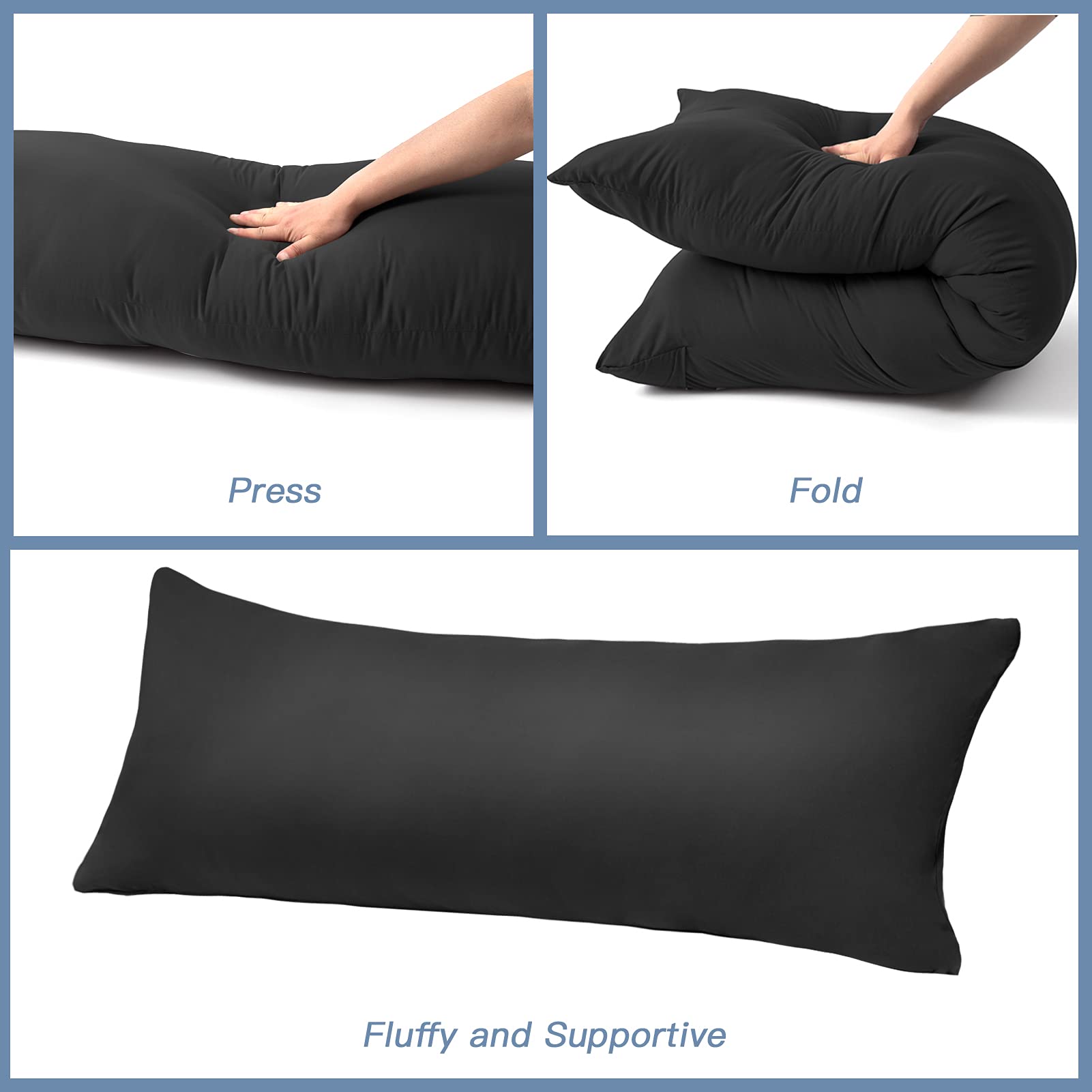 DOWNCOOL pillow next to bed demonstrating true-to-scale 20x54 size benefit