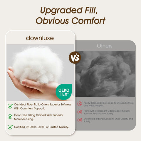 downluxe interior fill close-up showing polyester blend that maintains loft and resilience