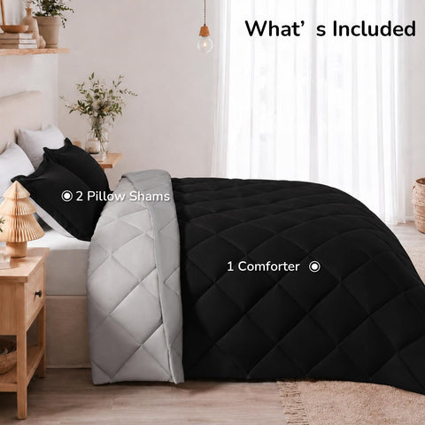 downluxe folded comforter in storage showing compact packing and tidy storage benefit