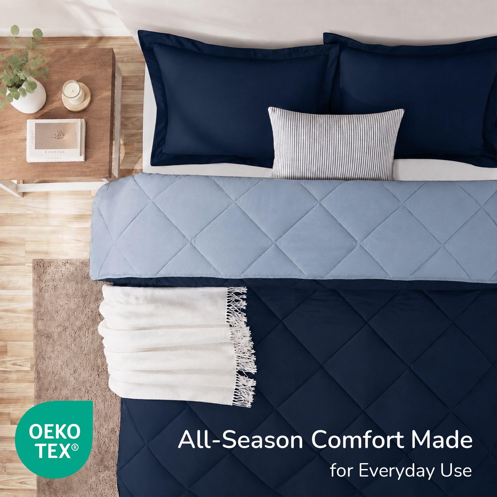 downluxe pillows and shams displayed matching comforter for cohesive look