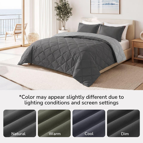 downluxe comforter next to ruler and bed frame showing generous 104x92 king sizing benefit