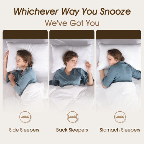 downluxe side profile illustrating pillow loft and balanced support for sleepers