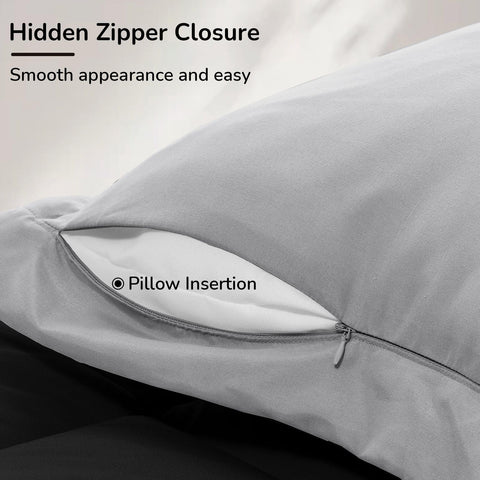 downluxe comforter on queen mattress showing scale and full coverage benefit
