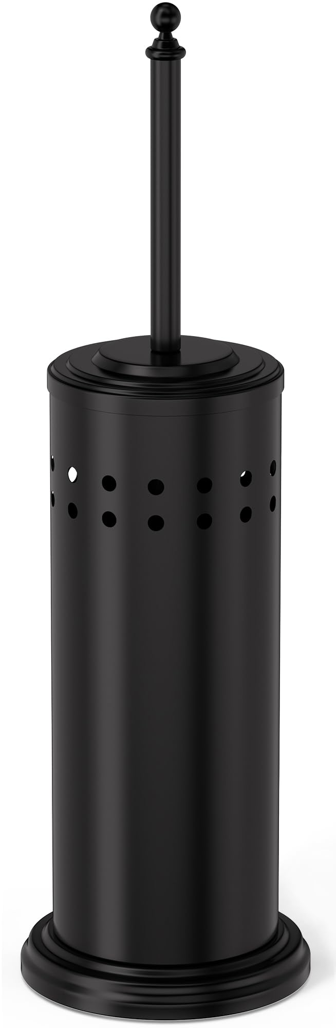 DOWRY front view of black plunger and holder showing neat silhouette and easy access