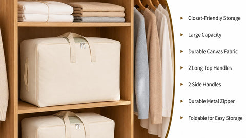 DoYiKe folded canvas bag flat to show space-saving storage when not in use
