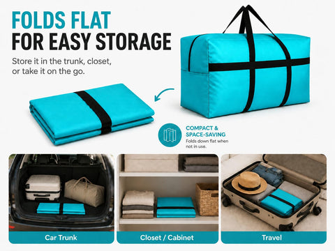 DoYiKe folded flat in closet showing compact storage benefit and space saving