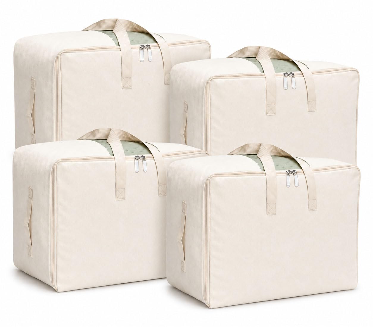 DoYiKe front view of soft canvas storage bag showing zipper and window, ideal for neat organization