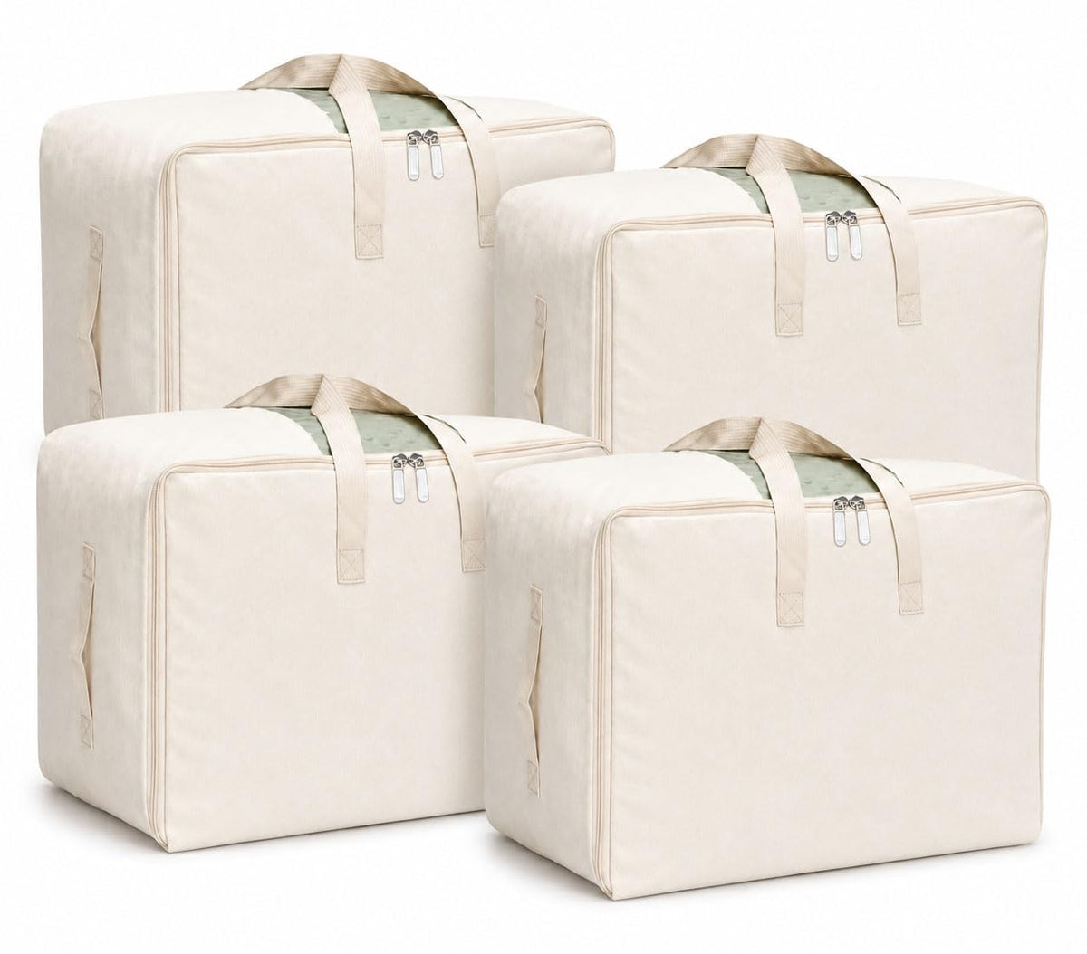 DoYiKe front view of soft canvas storage bag showing zipper and window, ideal for neat organization