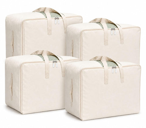 DoYiKe front view of soft canvas storage bag showing zipper and window, ideal for neat organization
