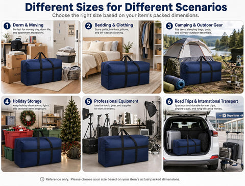 DoYiKe duffel beside a chair for size comparison showing true scale and packing guidance
