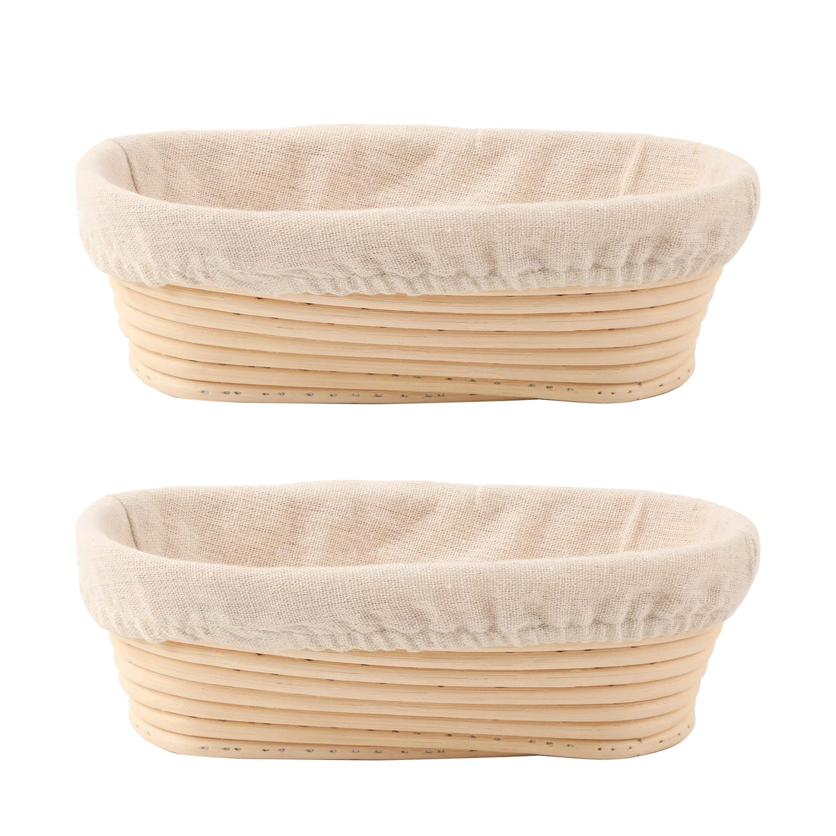 DOYOLLA front view of oval rattan baskets showing neat weave and practical size