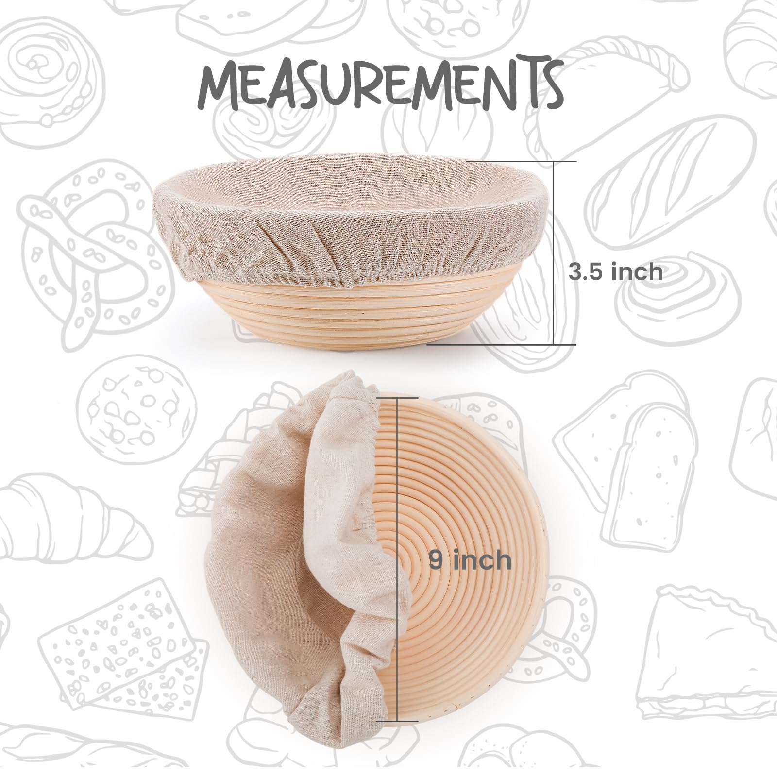 DOYOLLA lined basket holding proofing sourdough boule demonstrating secure dough support